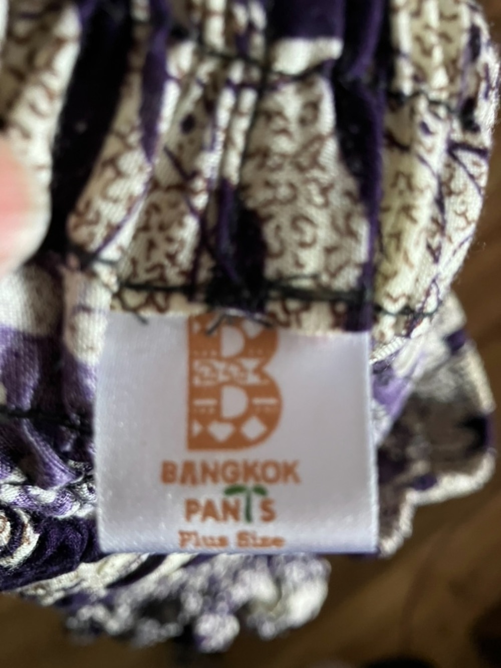 Boho Elephant Harem Pants in Purple and Cream - Picture 4 of 4